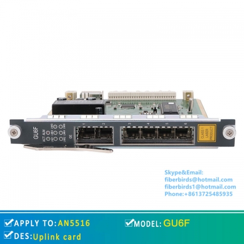 Original Fiberhome uplink card GU6F model for AN5516 OLT with 6 ports and 2 uplink modules