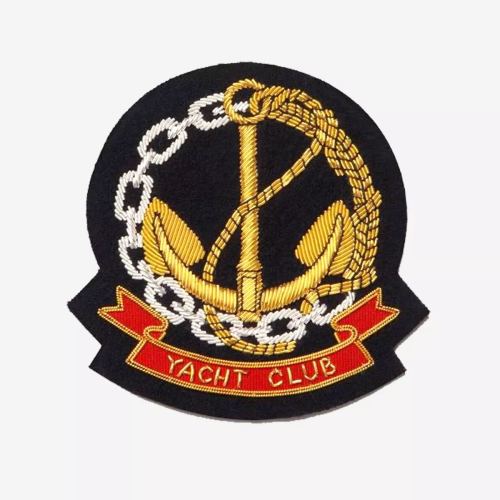 Yacht Club Gold Bullion Wire Embroidered Crest Badges