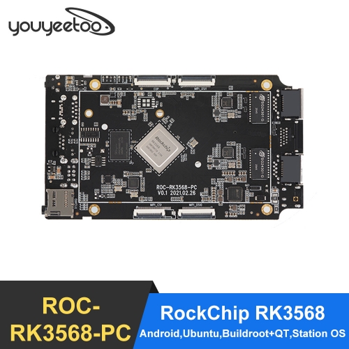 youyeetoo ROC RK3568 PC开源主板四核64位Cortex-A55开发板2GB/4GB/8GB LPDDR4支持Android11。 0