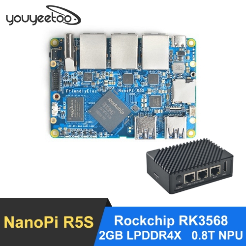 Youyeetoo NanoPi R5S Rockchip RK3568 SBC Четырехъядерный процессор ARM Cortex-A55 2 ГБ + 8 ГБ с поддержкой NVME, PCIe WiFi, 0,8T NPU