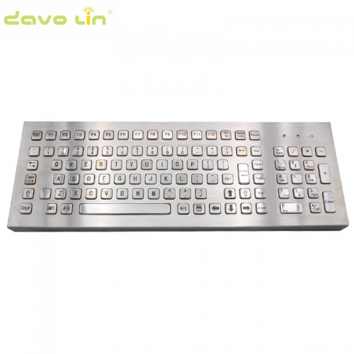 103 Keys Full Size Customizable Layout Industrial Metal Kiosk Keyboard Desktop Compact Stainless Steel Keyboard with FN Keys