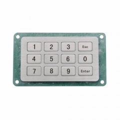 Waterproof Slim Industrial Stainless Steel Metallic Keypad with 12 Keys IP54 4x3 Metal Matrix Keypad for Kiosk
