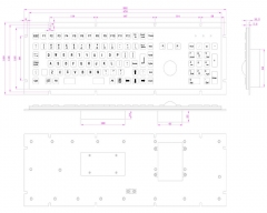 Waterproof Black Metal Panel Mount Keyboard With Trackball Function Keys And Number Keypad