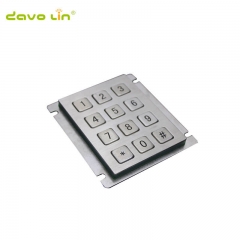 Rugged Stainless Steel 12 Keys Access Control Metal Keypad For ATM kiosk