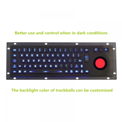 Panel Mount Backlit Keyboards Stainless Steel Industrial Metal Keyboard With Backlight Trackball Mouse
