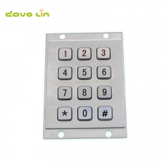 12 Keys 3x4 Industrial Mini Stainless Steel Kiosk Metal Numeric Keypad