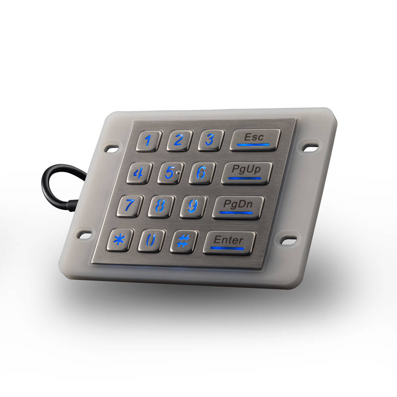 16 klawiszy PS2 USB Kiosk podświetlane klawiatury IP68 wodoodporna metalowa podświetlana klawiatura numeryczna ze stali nierdzewnej