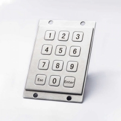 12 Flat Keys 3x4 Metal Mini Stainless Steel Numeric Keypad