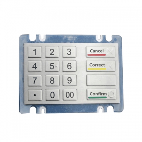 16 Key Button ATM Type Ruggedised IK07 Vandal-Resistant And Waterproof IP54 Metal Numeric Keypad