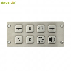 IP65 8 Keys Industrial Front Panel Mount Stainless Steel Metal Keypads