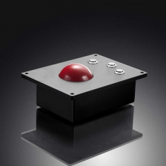 Black Industrial Panel Mount 60mm Red Trackball Pointing Device With 3 Mouse Buttons