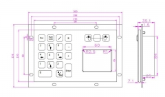 Waterproof IP65 Panel Mount Stainless Steel 18 Buttons Metal Numeric Keypad with Trackpad Integrated