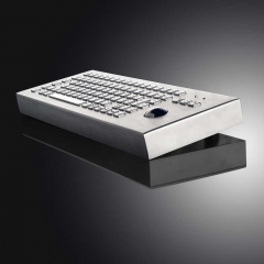 Teclado de metal de escritorio industrial resistente al agua y a prueba de vandalismo, diseño personalizable, con Trackball de 38 mm