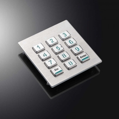 Edelstahl IP65 12 Tasten 3x4 beleuchtete Metall-Ziffernmatrixtastatur mit Hintergrundbeleuchtung für industrielles Telefon-Zugangskontrollsystem