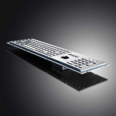 Teclado de metal industrial con trackball de tamaño completo con 103 teclas, trackball mecánico integrado de 38 mm y teclado numérico