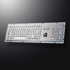 Full Size Industrial Trackball Metal Keyboard With 103 Keys integrated 38mm mechanical trackball and numeric keypad