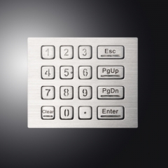 16 Keys Industrial Vandal Proof IP65 Waterproof LED Backlight 4 x 4 USB Numeric Metal Keypad