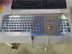 Teclado médico de metal con 103 teclas Trackball Teclado industrial Teclado ruso español para quiosco de autoservicio