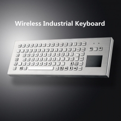 Teclados industriales inalámbricos de acero inoxidable de 2,4 GHz, teclado de Metal resistente al agua con panel táctil integrado