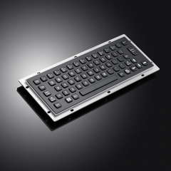 65 Keys Vandal Proof Panel Mount Industrial Stainless Steel Metallic Keyboard In Black With F1-F12 For Self-Service Kiosk