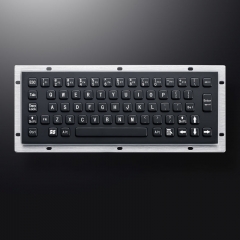 65 Keys Vandal Proof Panel Mount Industrial Stainless Steel Metallic Keyboard In Black With F1-F12 For Self-Service Kiosk