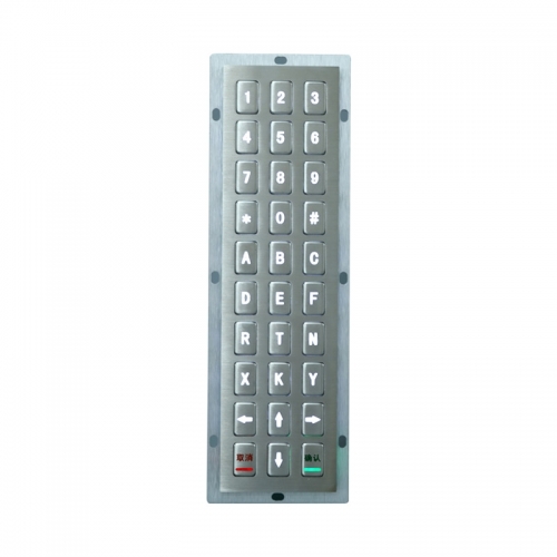 30 keys Rear Panel Mount Stainless Steel Industrial Metal keypad With Backlight