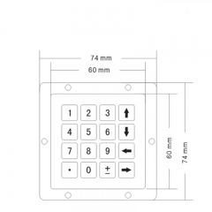 16 Keys Industrial Metal Keypad Matrix Interface Dimension 60x60mm