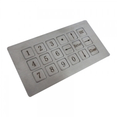 18 Keys Compact Vandal Proof Stainless Steel Industrial Numeric Keypad