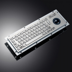 USB Interface Rear Panel Mount Industrial Metal Braille Stainless Steel Keyboard With Trackball For Self-service Kiosk