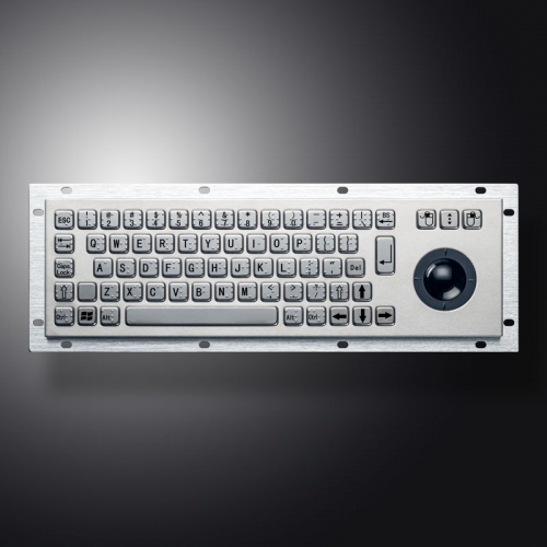 Waterproof IP65 Vandal Proof Panel Mount USB Wired Stainless Steel Industrial Metal Keyboard With Resin Trackball Mouse