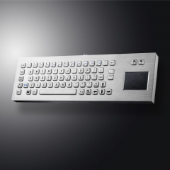 Teclado compacto de acero inoxidable estilo escritorio con panel táctil integrado