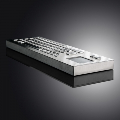 Teclado compacto de acero inoxidable estilo escritorio con panel táctil integrado