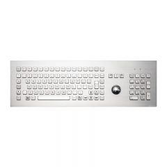 Front Panel Mount 106 Keys Industrial Metal Stainless Steel Keyboard With Trackball And Number Keypad