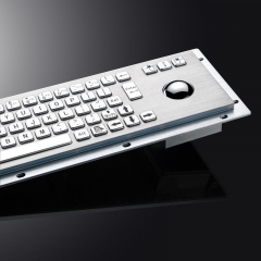 Teclado de metal industrial de acero inoxidable con cable USB de montaje en panel resistente al agua IP65 con Trackball de acero