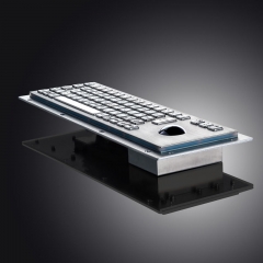 Teclado de metal industrial de acero inoxidable con cable USB de montaje en panel resistente al agua IP65 con Trackball de acero