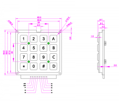 16 Keys Black Mini Compact Panel Mount Metal Keypad For Password Unlock Door System