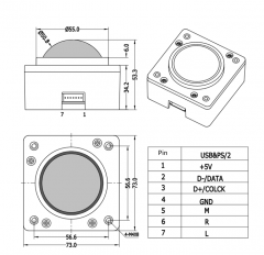 50mm IP54 Rated Waterproof Rugged Sealed Medical B-ultrasound Trackball Module