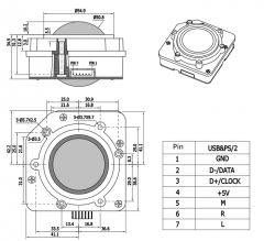 50mm Industrial Pointing Device Trackball USB Interface For Marine Medical Equipment