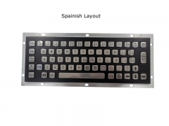 65 Keys Vandal Proof Panel Mount Industrial Keyboard With Black Panel and Sliver Button