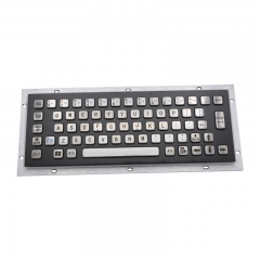 65 Keys Vandal Proof Panel Mount Industrial Keyboard With Black Panel and Sliver Button