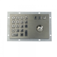 18 Keys Rugged Vandal-Proof Industrial Keyboard Metal Numeric Keypad with Trackball