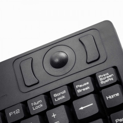 Black Wired Industrial Mini Keyboard With Built-in Trackball USB Interface
