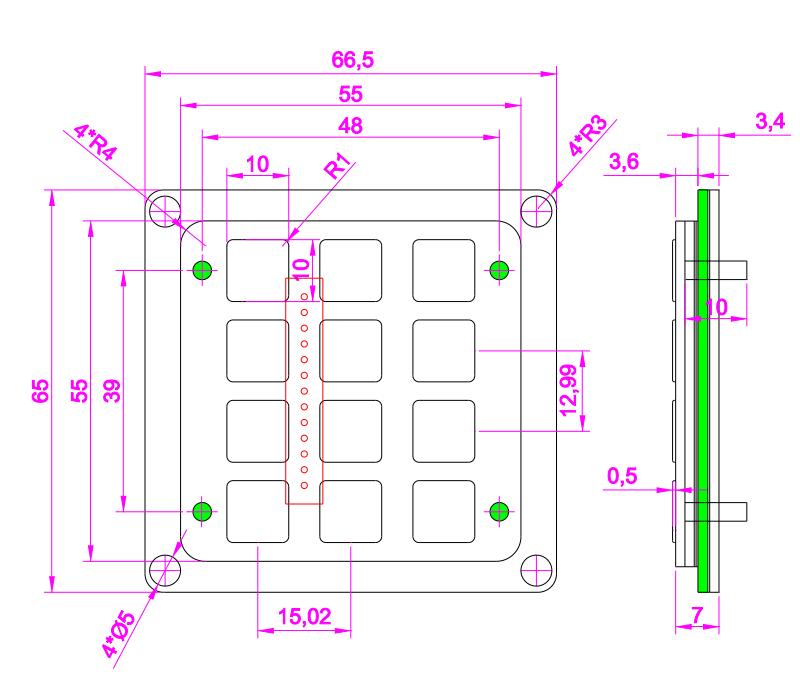 12 teclas 3x4 USB Kiosco de matriz iluminado teclados metal acero inoxidable retroiluminado teclado numérico para control de acceso