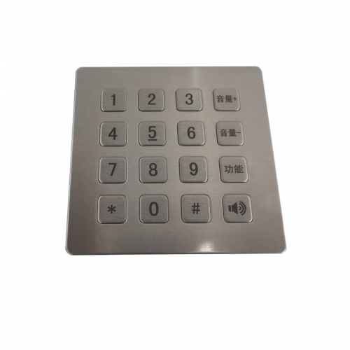 Teclado de metal A prueba de vandalismo Teclado de acero inoxidable de montaje en panel resistente para kiosco Teclado industrial USB con 16 teclas Matriz 4x4