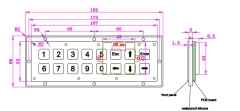 16 Keys Rugged Embedded Horizontal Double-Row Layout Backlight Metal Numeric Keypad
