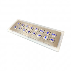 16 Keys Rugged Embedded Horizontal Double-Row Layout Backlight Metal Numeric Keypad