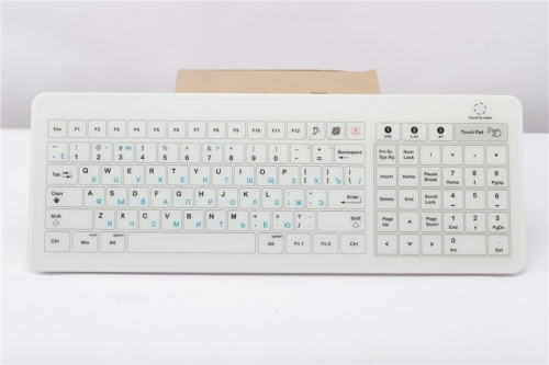 Russian Layout Capacitive Touchscreen Glass Medical Keyboard Multi-Interface, USB, Wireless and Bluetooth