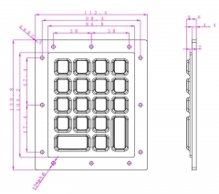 Teclado numérico de silicona resistente al agua IP66 de 18 teclas