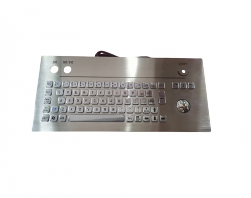 68 Keys Panel Mount Industrial Stainless Steel Metal Keyboard With Trackball