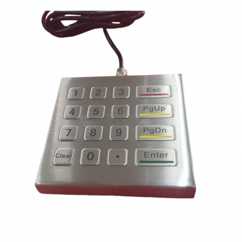 16 Keys Desktop IP65 Waterproof Industrial Metal Keypad Stainless Steel Keyboard